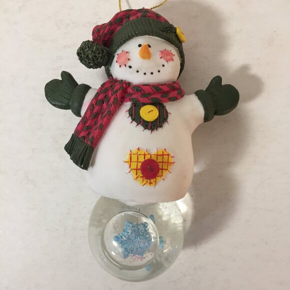 Hanging Snow Globe Snowman With Snowflake and Old Fashioned Santa Ornaments - Picture 6 of 6
